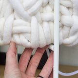 Handwoven All White Table Lamp in Modern Metal Frame