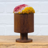 Chunky Teak Goblet "Float" Puff | Rose + Mustard