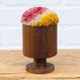 Chunky Teak Goblet "Float" Puff | Rose + Mustard
