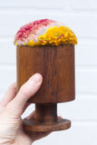 Chunky Teak Goblet "Float" Puff | Rose + Mustard