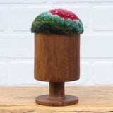 Chunky Teak Goblet "Float" Puff | Berry + Green