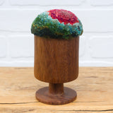 Chunky Teak Goblet "Float" Puff | Berry + Green