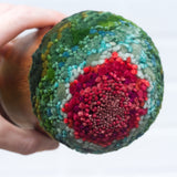 Chunky Teak Goblet "Float" Puff | Berry + Green
