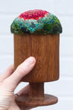 Chunky Teak Goblet "Float" Puff | Berry + Green