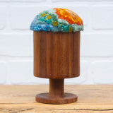Chunky Teak Goblet "Float" Puff | Orange + Aqua