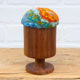 Chunky Teak Goblet "Float" Puff | Orange + Aqua