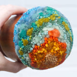 Chunky Teak Goblet "Float" Puff | Orange + Aqua
