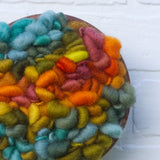 Woven Loops Wall Sculpture in Vintage Teak Frame | Fall Rainbow