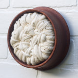 Woven Wall Sculpture in Vintage, Dark Teak Frame | Neutral