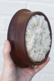 Woven Wall Sculpture in Vintage, Dark Teak Frame | Neutral