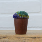 Mini Puff in Vintage Teak Egg Cup | Green + Purple