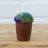Mini Puff in Vintage Teak Egg Cup | Green + Purple