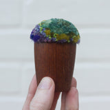 Mini Puff in Vintage Teak Egg Cup | Green + Purple