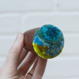 Mini Puff in Vintage Teak Egg Cup | Aqua + Neon