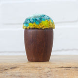 Mini Puff in Vintage Teak Egg Cup | Mint + Mustard