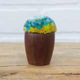 Mini Puff in Vintage Teak Egg Cup | Mint + Mustard