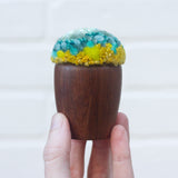Mini Puff in Vintage Teak Egg Cup | Mint + Mustard