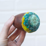 Mini Puff in Vintage Teak Egg Cup | Mint + Mustard