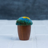 Mini Puff in Vintage Teak Egg Cup | Yellow + Green