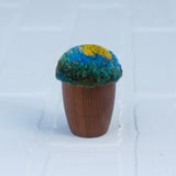 Mini Puff in Vintage Teak Egg Cup | Yellow + Green