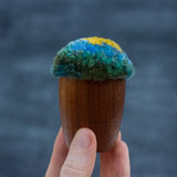 Mini Puff in Vintage Teak Egg Cup | Yellow + Green