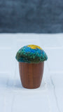 Mini Puff in Vintage Teak Egg Cup | Yellow + Green