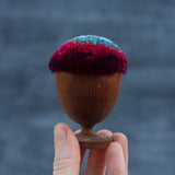 Mini Puff in Vintage Teak Egg Cup | Blue + Berry