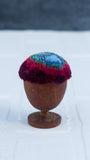 Mini Puff in Vintage Teak Egg Cup | Blue + Berry
