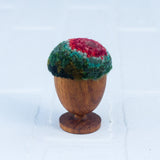 Mini Puff in Vintage Teak Egg Cup | Berry + Greens