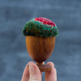 Mini Puff in Vintage Teak Egg Cup | Berry + Greens
