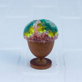 Mini Puff in Vintage Teak Egg Cup | Aqua, Neon + Pink