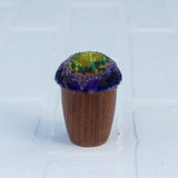 Mini Puff in Vintage Teak Egg Cup | Green + Purple
