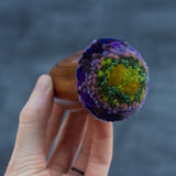 Mini Puff in Vintage Teak Egg Cup | Green + Purple