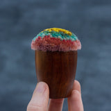 Mini Puff in Vintage Teak Egg Cup | Yellow + Pink