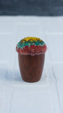 Mini Puff in Vintage Teak Egg Cup | Yellow + Pink