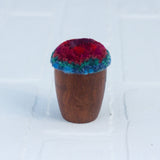 Mini Puff in Vintage Teak Egg Cup | Berry + Blue