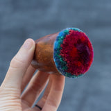Mini Puff in Vintage Teak Egg Cup | Berry + Blue