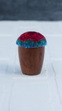 Mini Puff in Vintage Teak Egg Cup | Berry + Blue