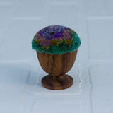 Mini Puff in Vintage Teak Egg Cup | Purple + Green