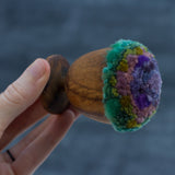 Mini Puff in Vintage Teak Egg Cup | Purple + Green