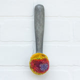 Puff Fiber Sculpture in Vintage Metal Scoop | Modern Rainbow