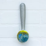 Puff Fiber Sculpture in Vintage Metal Scoop | Blue + Neon