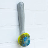 Puff Fiber Sculpture in Vintage Metal Scoop | Blue + Neon