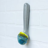 Puff Fiber Sculpture in Vintage Metal Scoop | Blue + Neon