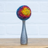 Puff Fiber Sculpture in Vintage Metal Scoop | Rainbow