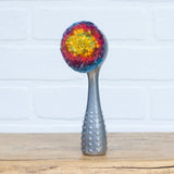 Puff Fiber Sculpture in Vintage Metal Scoop | Rainbow