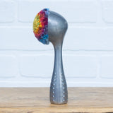 Puff Fiber Sculpture in Vintage Metal Scoop | Rainbow