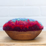 Puff "Loaff" in Vintage Teak Frame | Blue + Berry