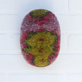 Puff "Loaff" in Vintage Teak Frame | Green + Mauve