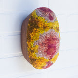 Puff "Loaff" in Vintage Teak Frame | Berry + Mustard